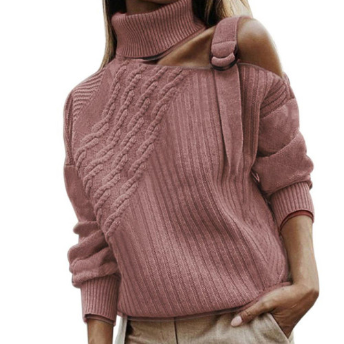 Aw2021 solid off shoulder sweater women's wear