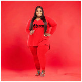 2021 autumn large women's fashion casual solid two piece set