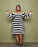 Aw2021 large women's Stripe Print women's dress