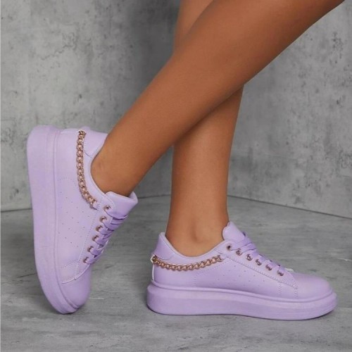 Loose cake thick bottom metal chain leisure sports board shoes Plus size shoes
