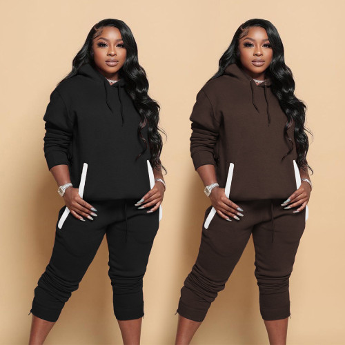 2021 autumn and winter new women's leisure suit fashion simple sweater two piece set