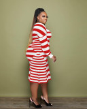 Aw2021 stripe print off shoulder loose large women's dress
