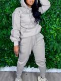 Autumn and winter solid color plus size sweatshirt sports two-piece suit