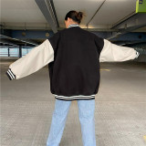 2021 Fall Fashion Stand Collar Long Sleeve Jacket Loose Single Breasted Baseball Jacket