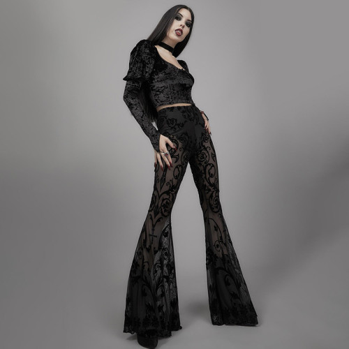 2021 autumn Bohemian perspective flare pants holiday casual pants