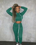 2021 women's autumn and winter sexy leisure exposed umbilicus Hoodie strap zipper sweater Plush two-piece set