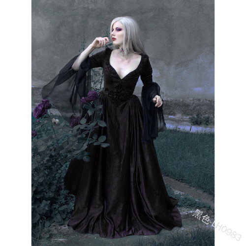 2021 Halloween NEW VINTAGE corset slim fit big swing solid lace vintage dress