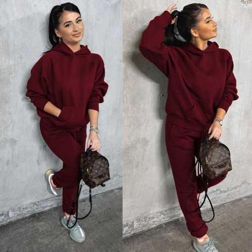 Aw2021 Plush Hoodie 2-piece casual sports suit