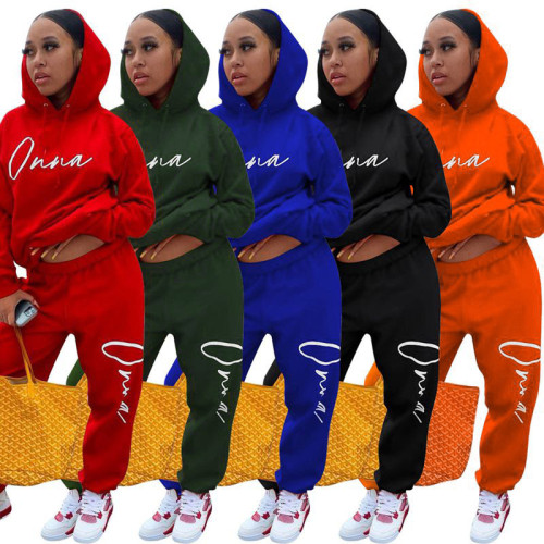 2021 sports fashion leisure corns buckle Plush printed women's sweater and Pants Set