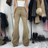 2021 autumn hot girl drape straight belt woven casual pants low waist trousers