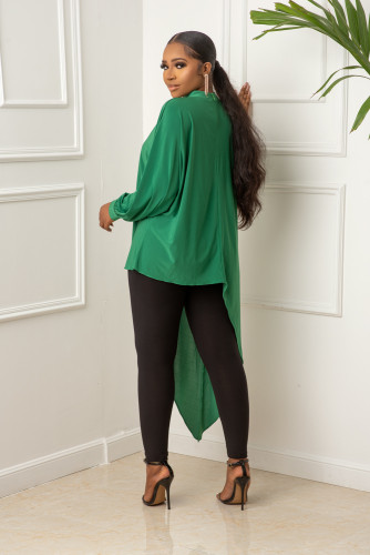 2021 autumn solid color irregular bat sleeve women's loose design casual top