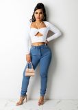 2021 autumn hanging neck long sleeve top women's sexy hollow chest slim short