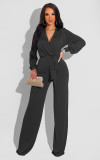 2021 autumn winter new sexy fashion solid color long sleeve V-neck women's Jumpsuit