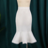 2021 autumn sexy perspective lace top high waist Ruffle Skirt women's two-piece set