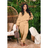 2021 autumn winter thickened loose casual wool sweater large bat sleeve set two-piece set