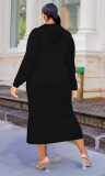 2021 autumn winter women's sexy casual large slit hooded solid dress