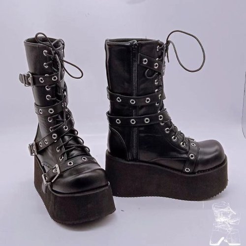 Plus size short boots 2021 new punk belt buckle thick-soled short boots