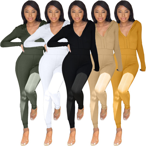 Autumn and winter 2021 new solid color temperament slim fit Jumpsuit