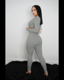 2021 autumn and winter fine pit strip fabric sexy slim fit two-color hollow out long sleeve two-piece set
