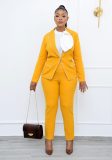 Autumn and winter 2021 new solid color striped long sleeved pants suit casual suit