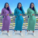 New imitation Cotton Hooded casual dress in autumn and winter 2021