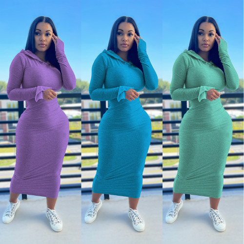 New imitation Cotton Hooded casual dress in autumn and winter 2021