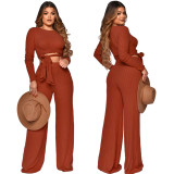 Autumn and winter 2021 new fashion leisure suit solid color knitted suit