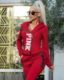 2021 autumn and winter popular women's wear solid color letter printing leisure sports two-piece set