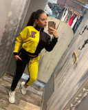 2021 autumn and winter popular women's letter color blocking fashion leisure sports two-piece set