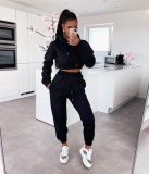 Aw2021 Plush Hoodie casual two piece set