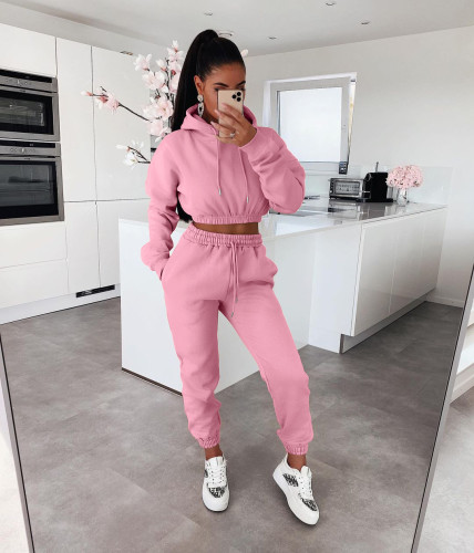 Aw2021 Plush Hoodie casual two piece set