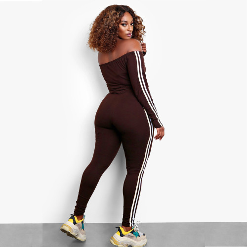 2021 autumn and winter new hot selling solid color casual one-piece sports pants