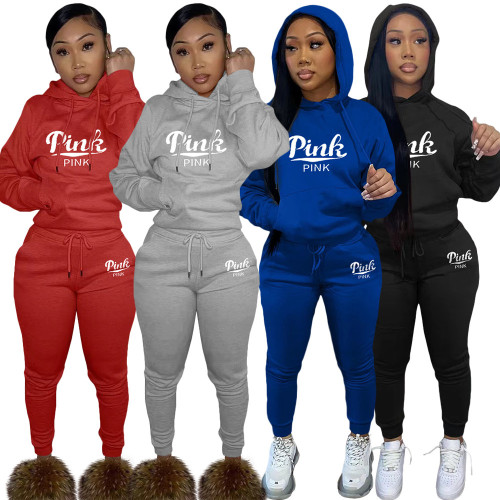 Fashion casual embroidered hooded sports suit two-piece suit