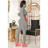 Autumn and winter solid color zipper jumpsuit (without mask)