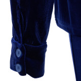 2021 autumn new women's Klein Blue celebrity style velvet long sleeved Pants Set