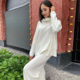 2021 Fall/Winter POLO Neck Sweater Set Loose European and American Fashion Casual Knit Two-piece Set