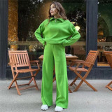 2021 Fall/Winter POLO Neck Sweater Set Loose European and American Fashion Casual Knitted Pants