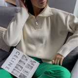 2021 Fall/Winter POLO Neck Sweater Set Loose European and American Fashion Casual Knitted top