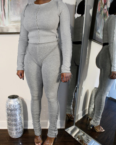2021 autumn winter fashion sports reverse design pleated women's leisure suit