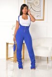 2021 new solid color pleated suspender Jumpsuit