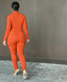 2021 autumn winter women's solid color casual zipper Jumpsuit