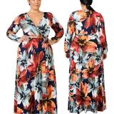 Autumn and winter 2021 sexy fashion large women's V-neck dress