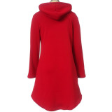 2021 autumn winter new Christmas printed hooded long sleeve women's dress