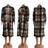 Autumn and winter 2021 ladies plaid mid-length coat casual coat