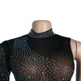 Sexy European and American hot drilling mesh slim dress nightclub skirt  S-5XL