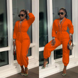 2021 autumn winter fashion casual solid color with webbing pocket button drawstring Jumpsuit Jumpsuit