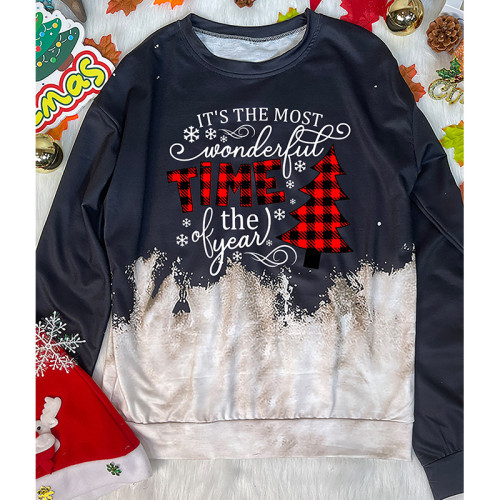 2021 autumn women's round neck long sleeve sweater Christmas series printed top