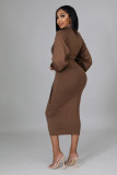 Aw2021 split long sleeve temperament women's dress