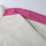 Fashion trend color contrast design high collar plush jacket waist loose loose workwear jacket