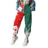 Autumn and winter new Christmas positioning printing loose fitness sports harem pants trousers